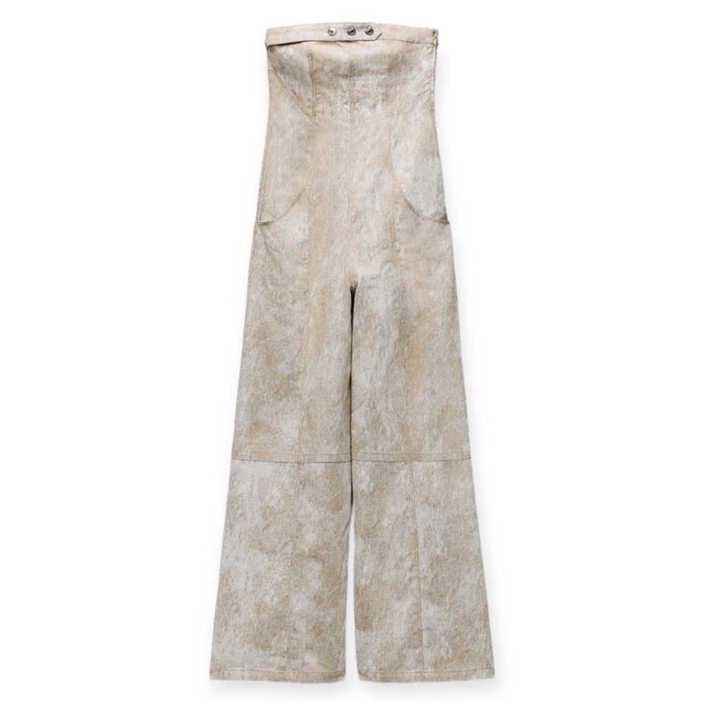 Zara Printed Linen Blend Jumpsuit NWT